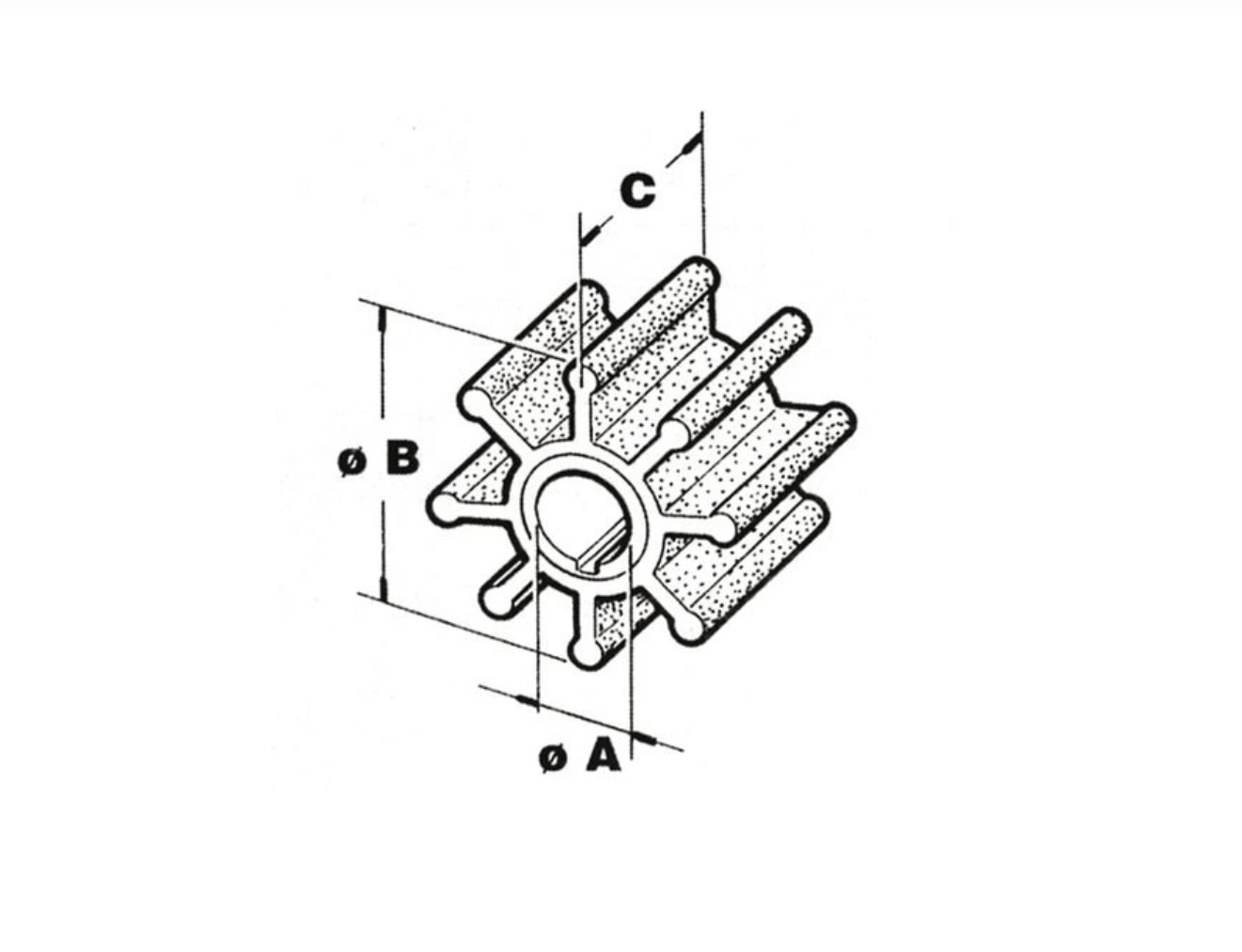 Impeller SUZUKI 17461-96312 s detailními rozměry