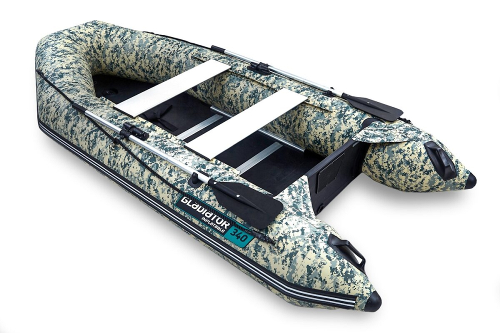 Gladiator AK340 nafukovací člun se skládací dřevěnou podlahou - camuflage