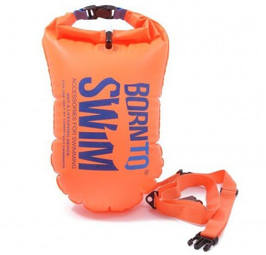BornToSwim® Záchranný plovák, plavecká bójka a vak v jednom 64 x 30 cm - oranžová