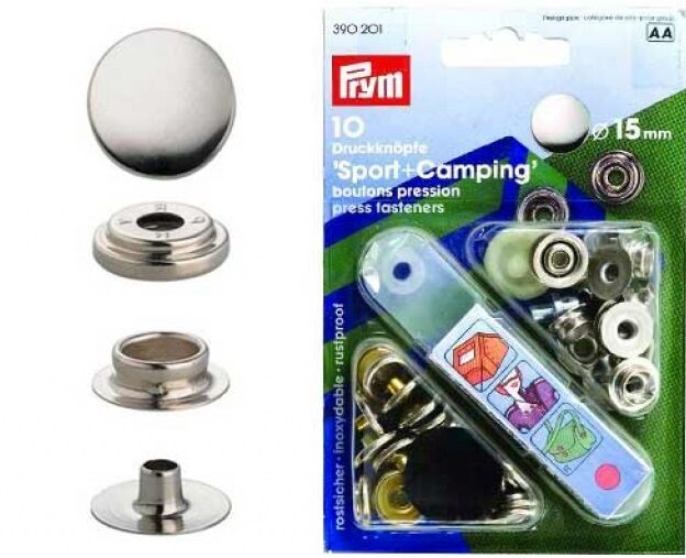 Cvoky PRYM Sport a Camping - sada 10 párů s montážním nářadím