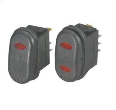 Vodotěsný spínač s LED osvětlením EIN-AUS - 3 pólový, 12V, 15A