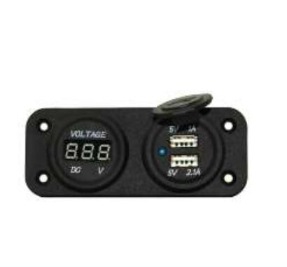 Vestavěná zásuvka zapalovače s krytkou dual USB/voltmetr