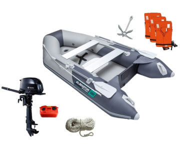 Komplet Gladiator AK 300 AD + motor Tohatsu MFS 5D SS s externí palivovou nádrží + povinná výbava