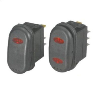 Vodotěsný spínač s LED osvětlením EIN-AUS - 3 pólový, 12V, 15A