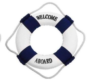 Záchranné kolo modré s nadpisem "WELCOME ABOARD" - 20 cm