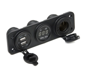 Vestavná zásuvka 12V / Voltmetr / dual USB