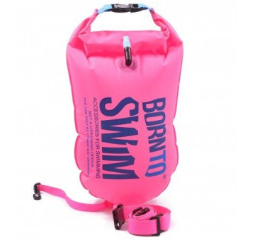 BornToSwim® Záchranný plavák, plavecká bójka a vak v jednom 64 x 30 cm - růžová
