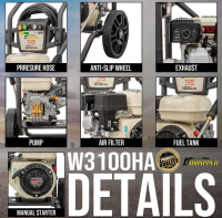 Waspper W3100HA benzínová vysokotlaková myčka, Honda, 5,5 HP, 213 bar/3 100 PSI