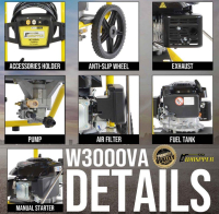 Waspper W3100VA benzínový vysokotlaký čistič, Peggas, 4.3 HP, 213 bar / 3.100 PSI
