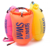BornToSwim® Záchranný plavák, plavecká bójka a vak v jednom 64 x 30 cm - růžová