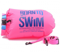BornToSwim® Záchranný plavák, plavecká bójka a vak v jednom 64 x 30 cm - růžová
