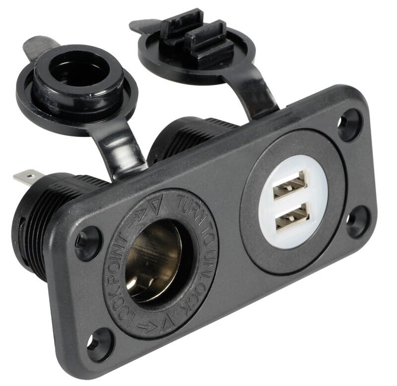 Vestavěná zásuvka zapalovače s krytkou 12V / dual USB
