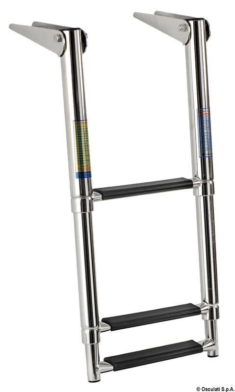 Nerezový teleskopický žebřík AISI 316 – 3 schůdky, šířka 300 mm, délka 889 mm, černý