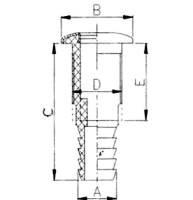 Palubní nerezová průchodka černá přes trup s 1 1/8″ hadicovým připojením
