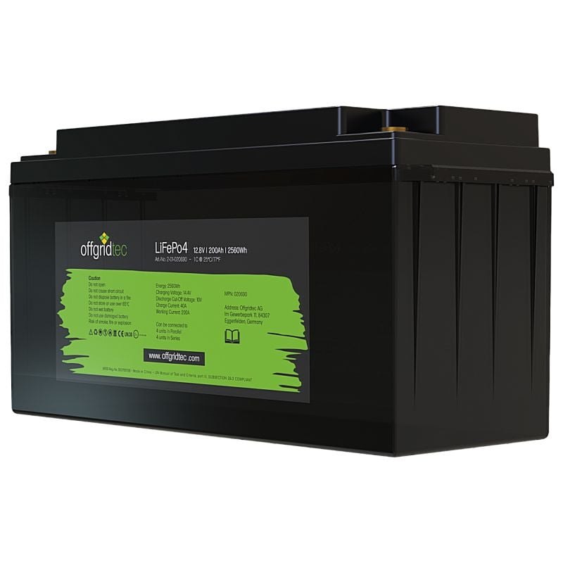 Offgridtec LiFePO4 baterie 12,8 V 200 Ah – 2560 Wh, integrovaný BMS