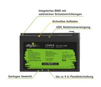 Offgridtec LiFePO4 baterie 12,8 V 8 Ah – 102 Wh, integrovaný BMS