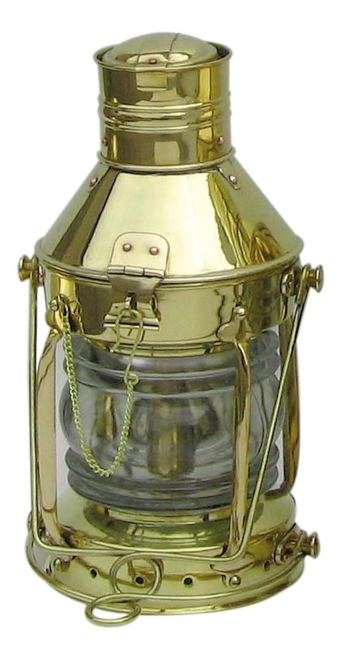 Kotevní lampa mosazná s petrolejovým hořákem – výška 32 cm