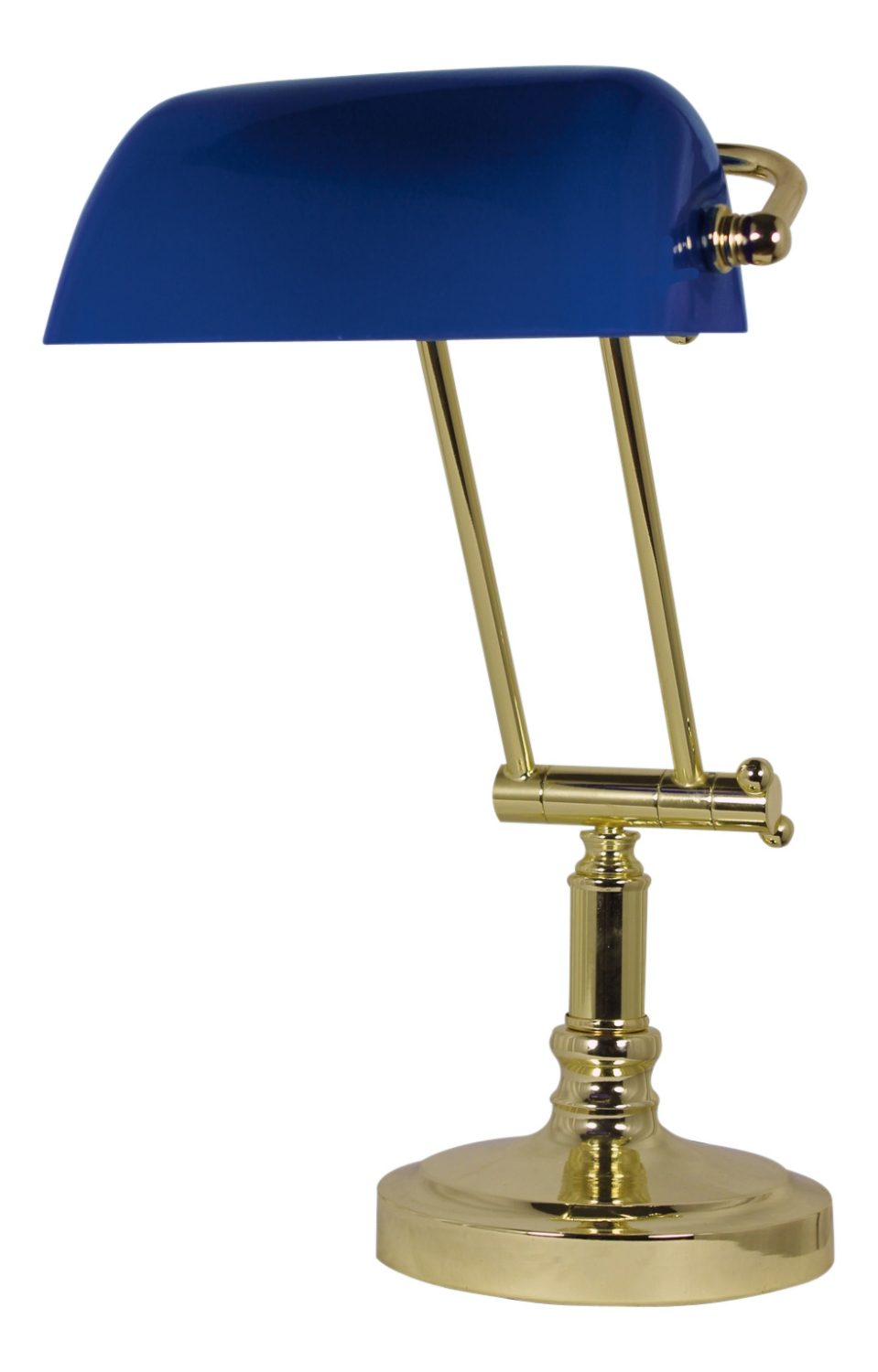 Bankovní lampa s modrým skleněným stínidlem – výška 36/43 cm