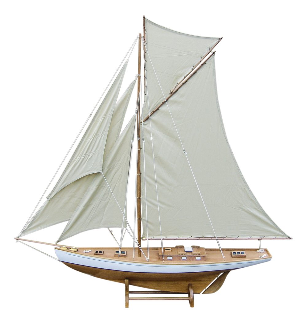 Model plachetnice, dřevo s látkovými plachtami – délka 125 cm, výška 135 cm