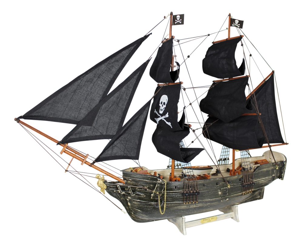 Model pirátské lodě dřevěný se zestařenou úpravou – délka 78 cm