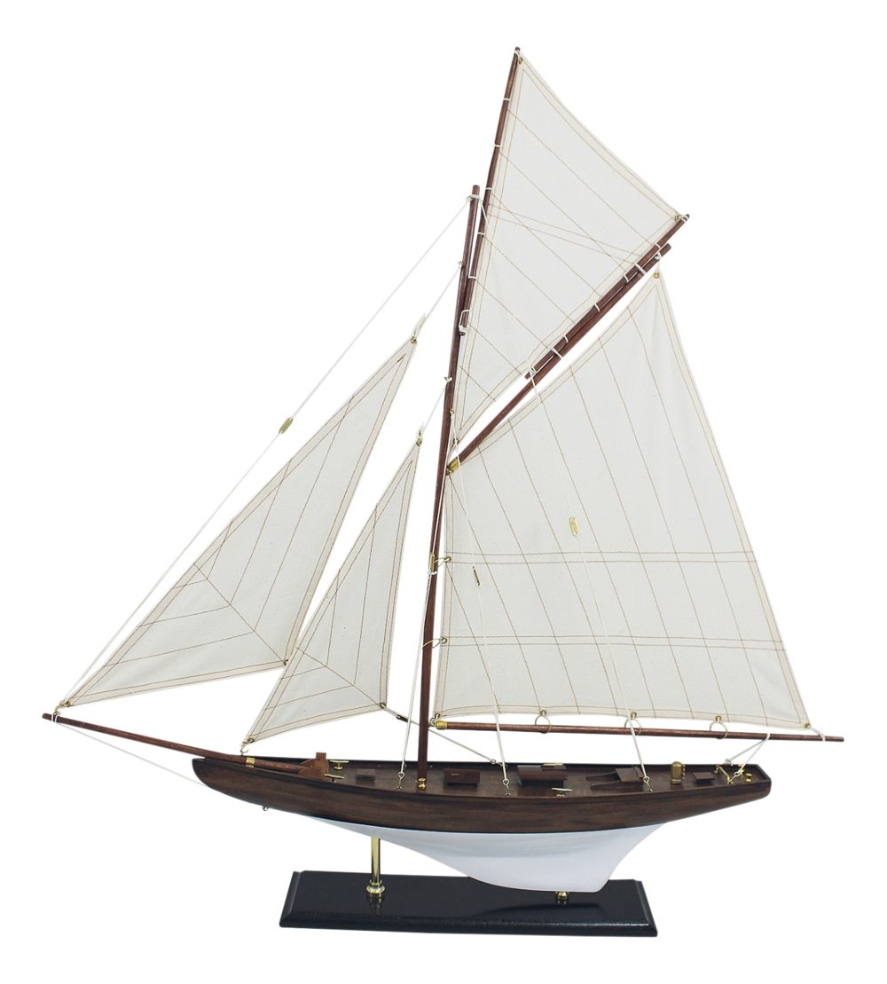 Model plachetnice, dřevo s látkovými plachtami – délka 70 cm, výška 72,5 cm