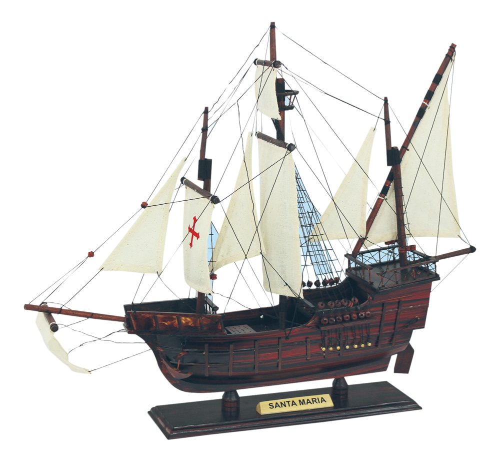 Model karavely Santa Maria dřevěný s látkovými plachtami – délka 45 cm