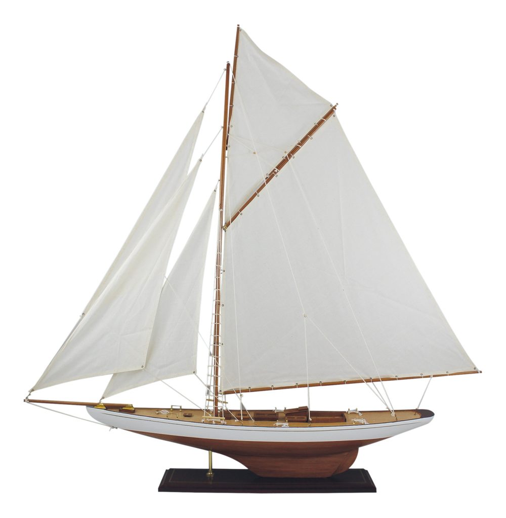 Model plachetnice, dřevo s látkovými plachtami – délka 120 cm, výška 120 cm
