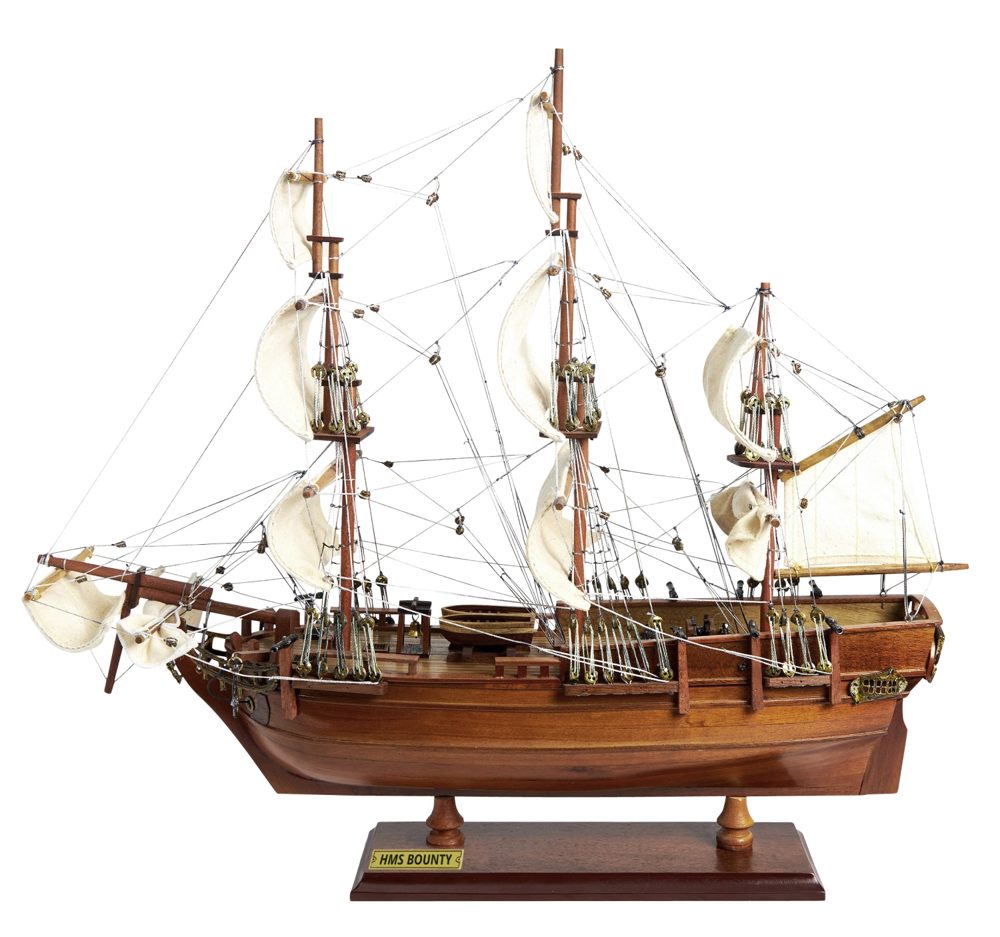 Model obchodní lodi HMS Bounty ze dřeva a kovu – 49 × 16,5 × 44 cm