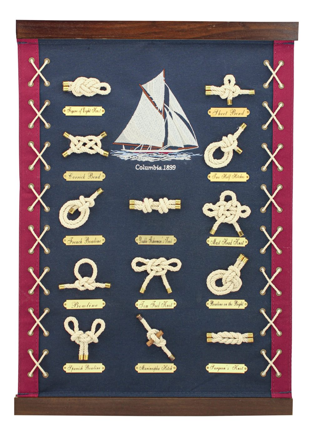 Nástěnný závěs s námořnickými uzly, námořnická modrá – 36 × 51 cm
