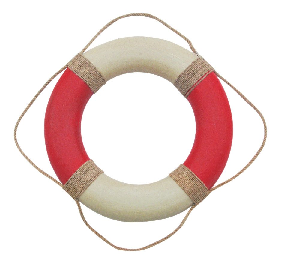 Záchranný kruh s lanem, krémovo-červený – průměr 49 cm