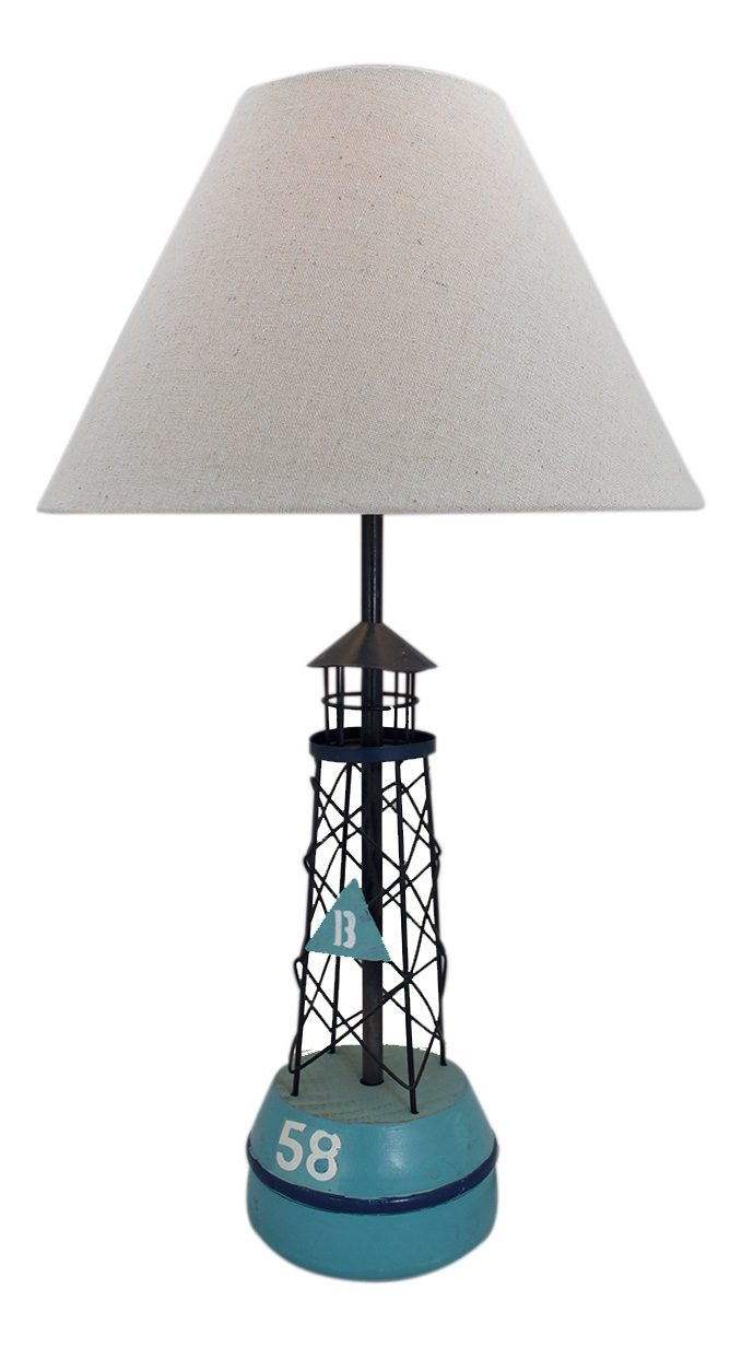 Lampa ve tvaru bóje, dřevo a kov, se stínidlem – výška 53 cm