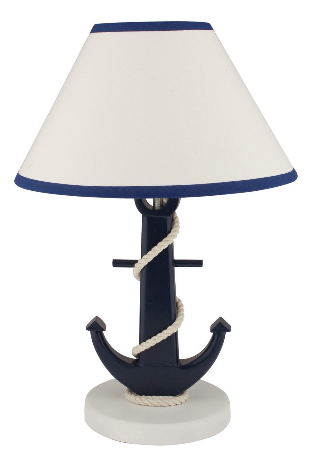 Lampa s kotvou, dřevo, modrá, se stínidlem – výška 38 cm