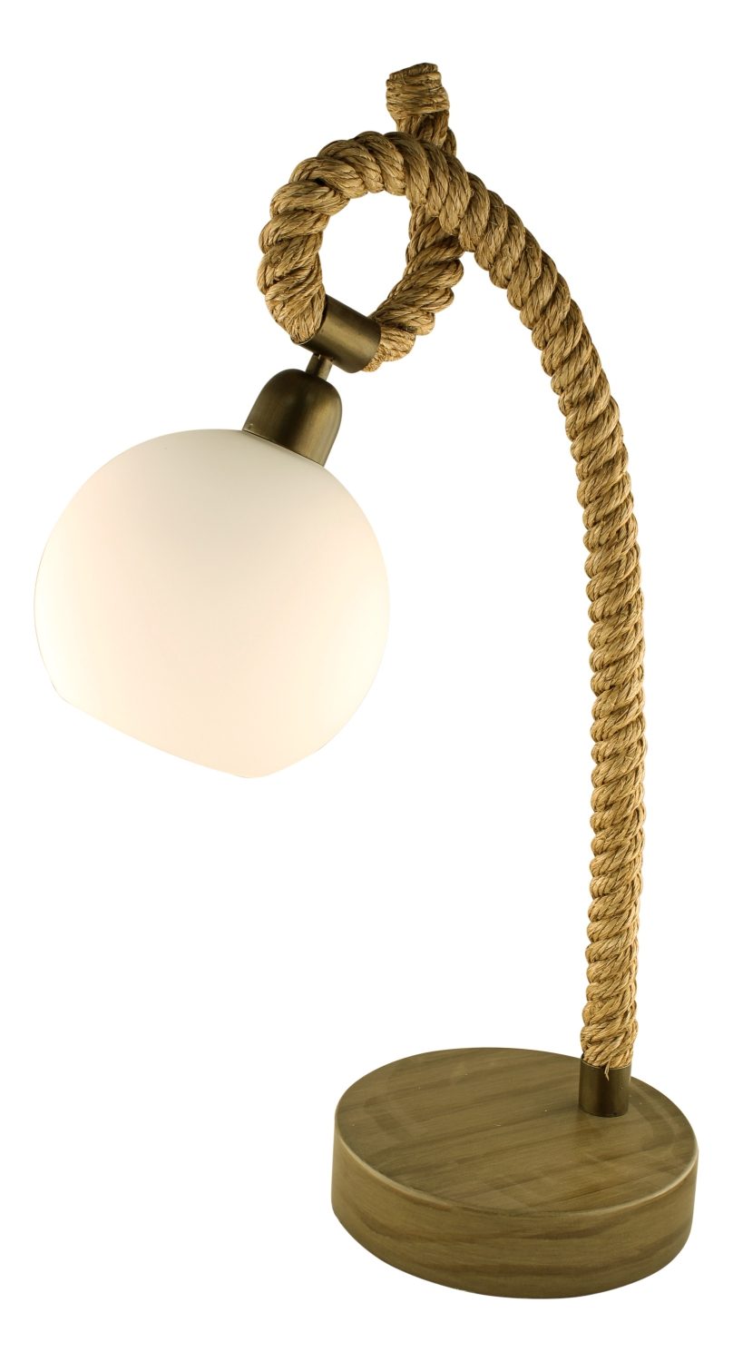 Lampa s lanem ve stylu mola, bíle matné skleněné stínidlo – výška 69 cm