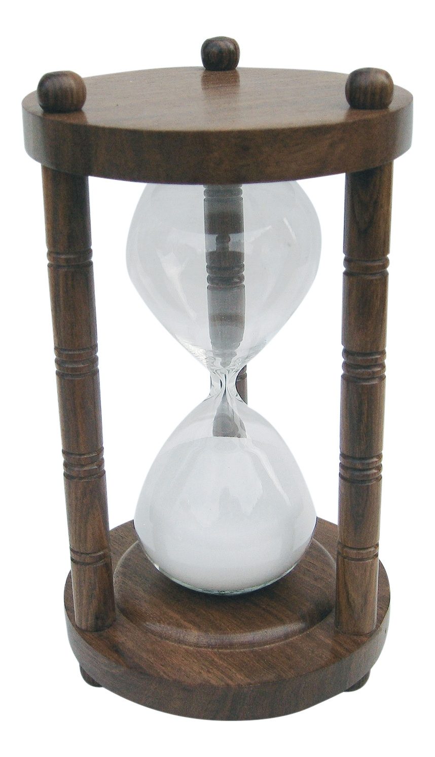 Přesýpací hodiny dřevěné se 3 sloupky – cca 30 minut, výška 18 cm