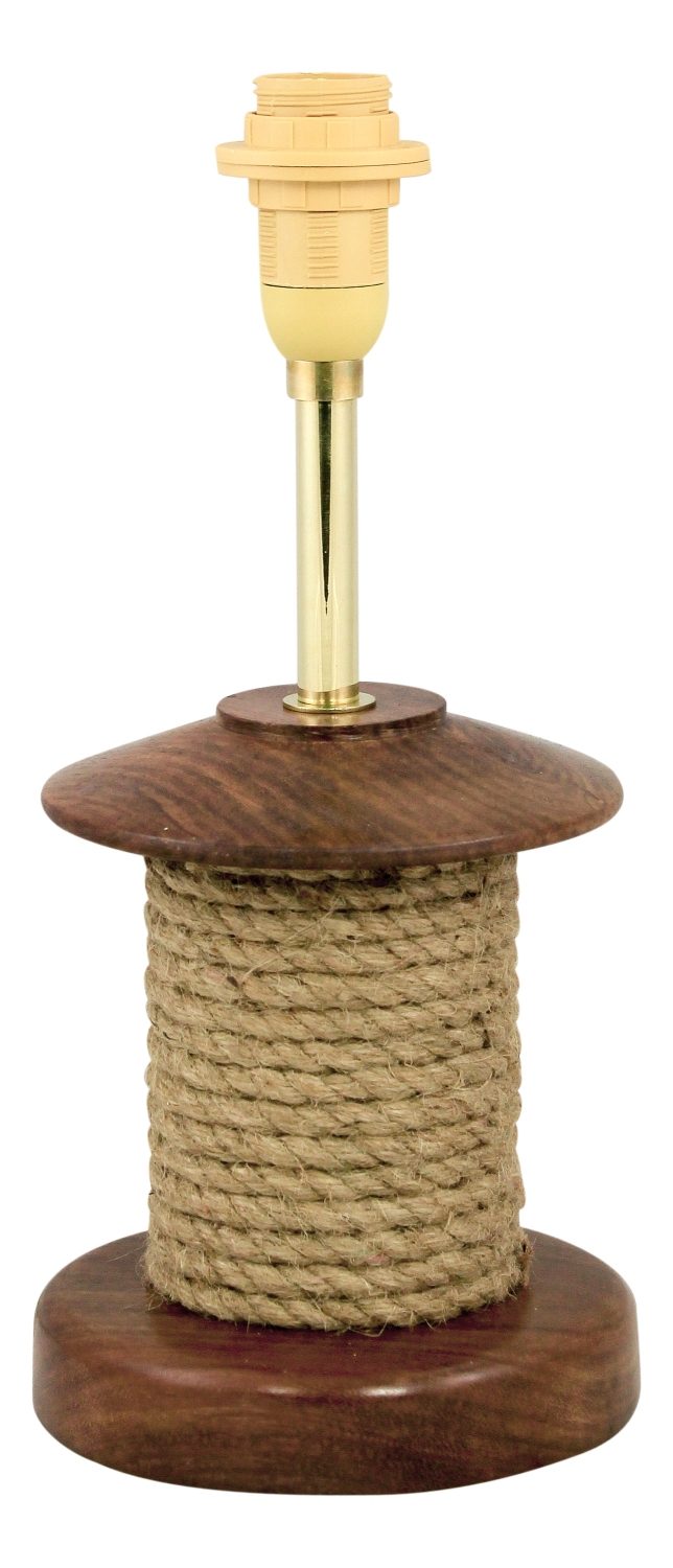 Stolní lampa s lodním lanem, dřevěná – výška 28 cm, bez stínidla