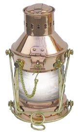 Kotevní lampa z mědi a mosazi, elektrická 230 V – výška 24 cm