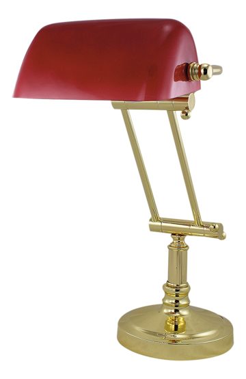 Bankovní lampa s červeným skleněným stínidlem – výška 36/43 cm