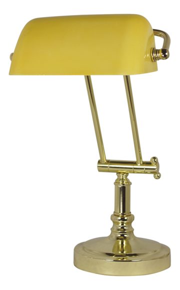 Bankovní lampa se žlutým skleněným stínidlem – výška 36/43 cm