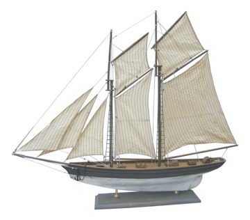 Model plachetnice, dřevo s látkovými plachtami – délka 85 cm, výška 72 cm