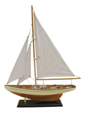 Model plachetnice, dřevo s látkovými plachtami – délka 40 cm, výška 54 cm