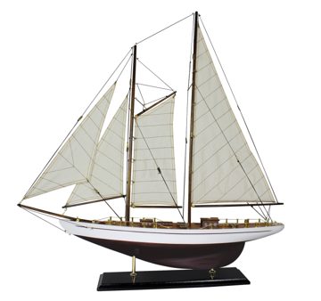 Model plachetnice, dřevo s látkovými plachtami – délka 71 cm, výška 74 cm