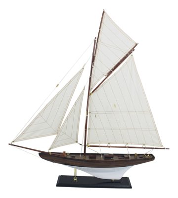 Model plachetnice, dřevo s látkovými plachtami – délka 70 cm, výška 72,5 cm