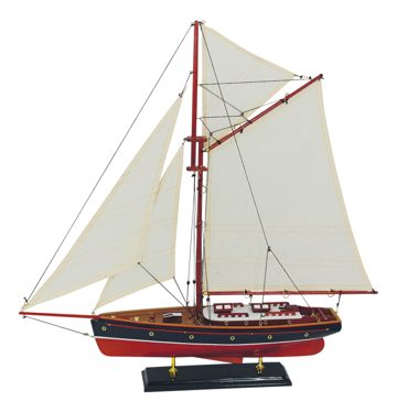 Model plachetnice, dřevo s látkovými plachtami – délka 58 cm, výška 59 cm