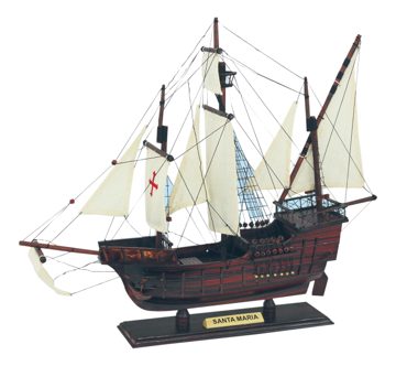Model karavely Santa Maria dřevěný s látkovými plachtami – délka 45 cm
