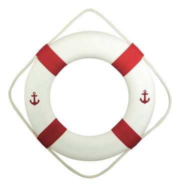 Záchranný kruh s potiskem kotvy, červeno-bílý – průměr 50 cm