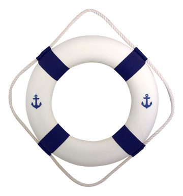 Záchranný kruh s potiskem kotvy, modro-bílý – průměr 50 cm