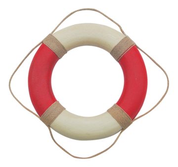 Záchranný kruh s lanem, krémovo-červený – průměr 49 cm