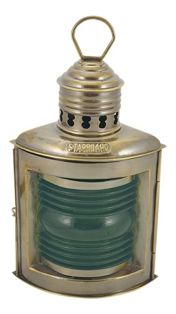 Lampa pravoboku mosazná antik s petrolejovým hořákem – výška 23 cm
