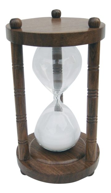 Přesýpací hodiny dřevěné se 3 sloupky – cca 30 minut, výška 18 cm