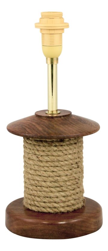 Stolní lampa s lodním lanem, dřevěná – výška 28 cm, bez stínidla